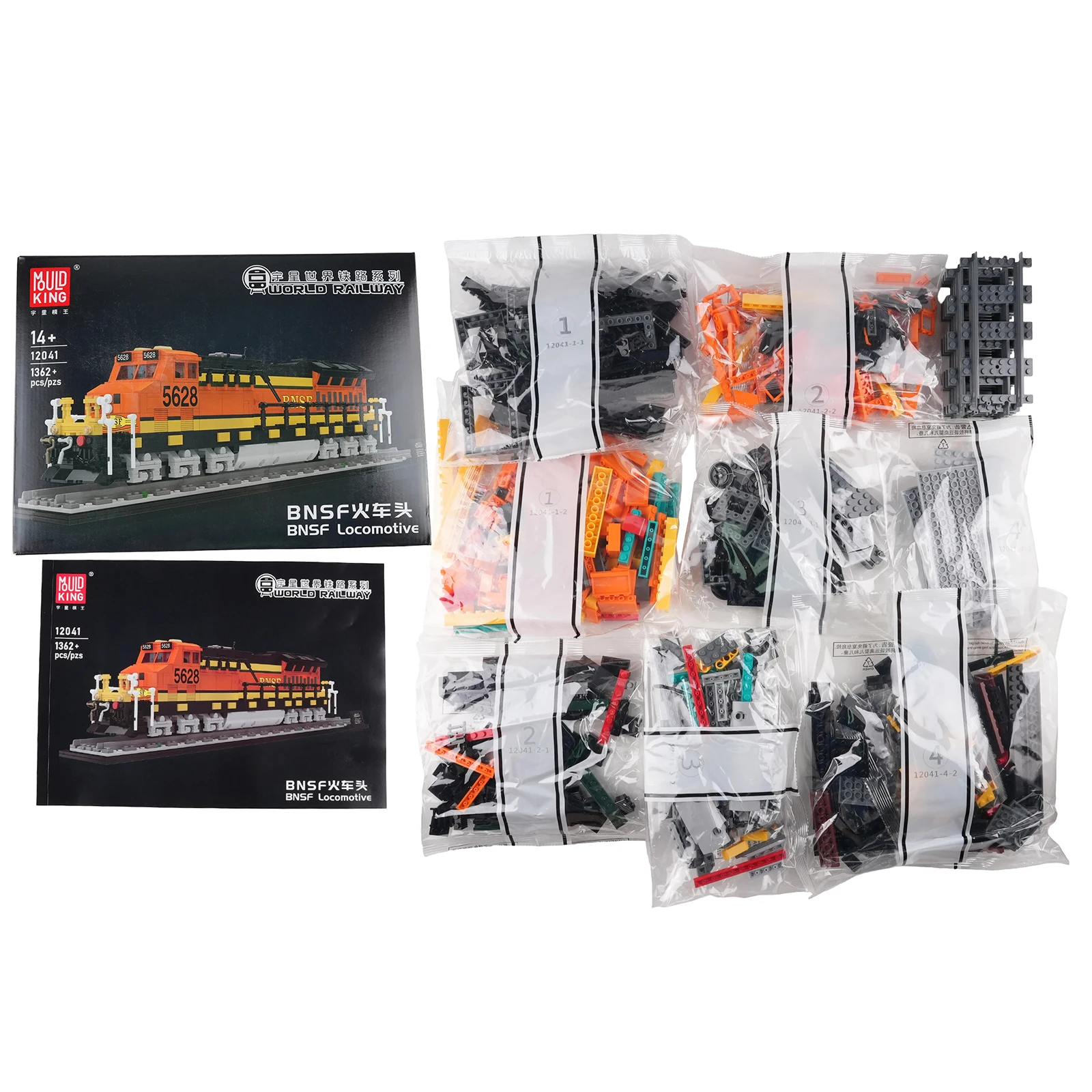 

Mould King 12041 BNSF Locomotive Building Blocks 1362PCS Mini Bricks APP-Controlled Model Train Set