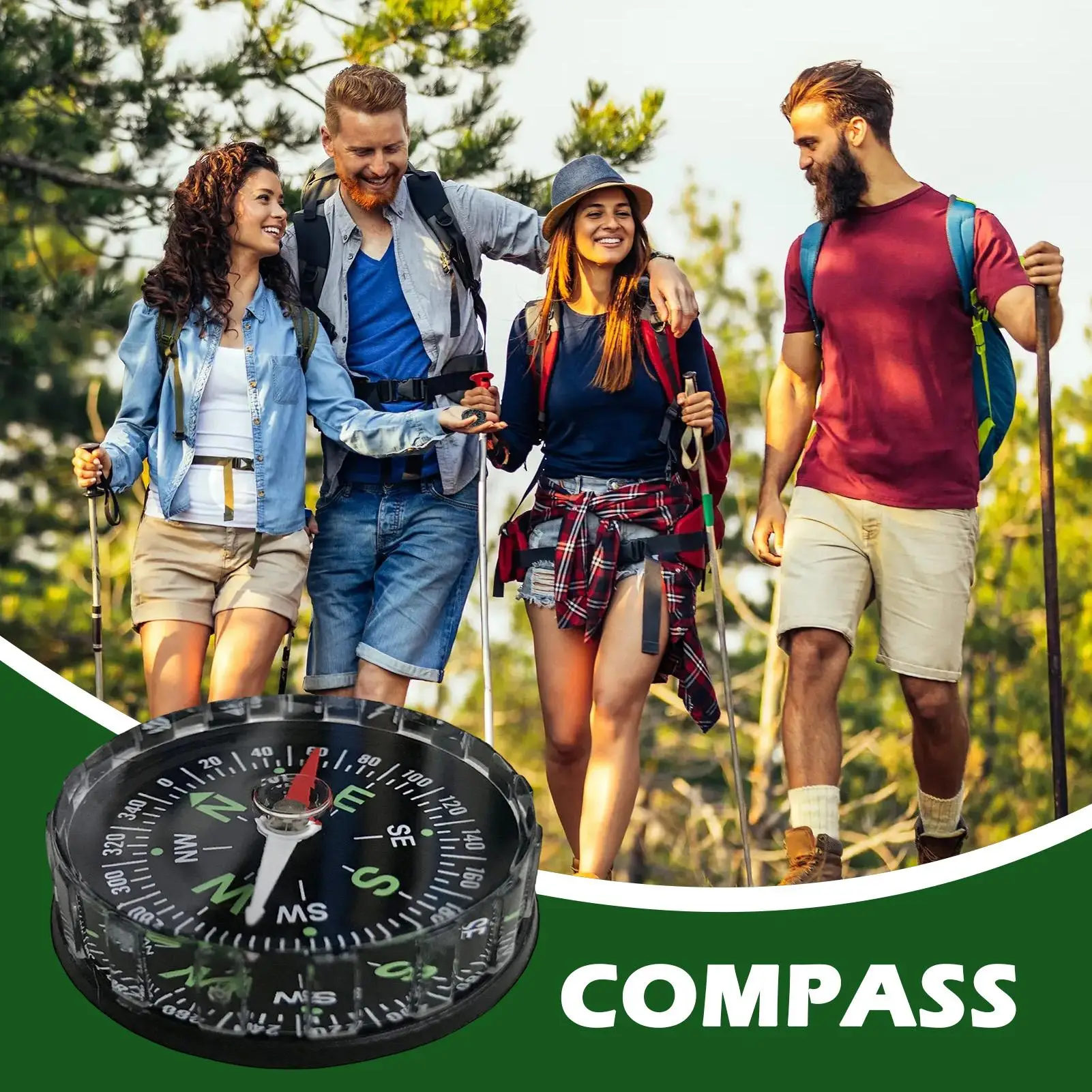 New Waterproof Hiking Compass, Multifunctional Sighting Navigation For Survival Traveling, Mountaineering Boating Outdoor Sports