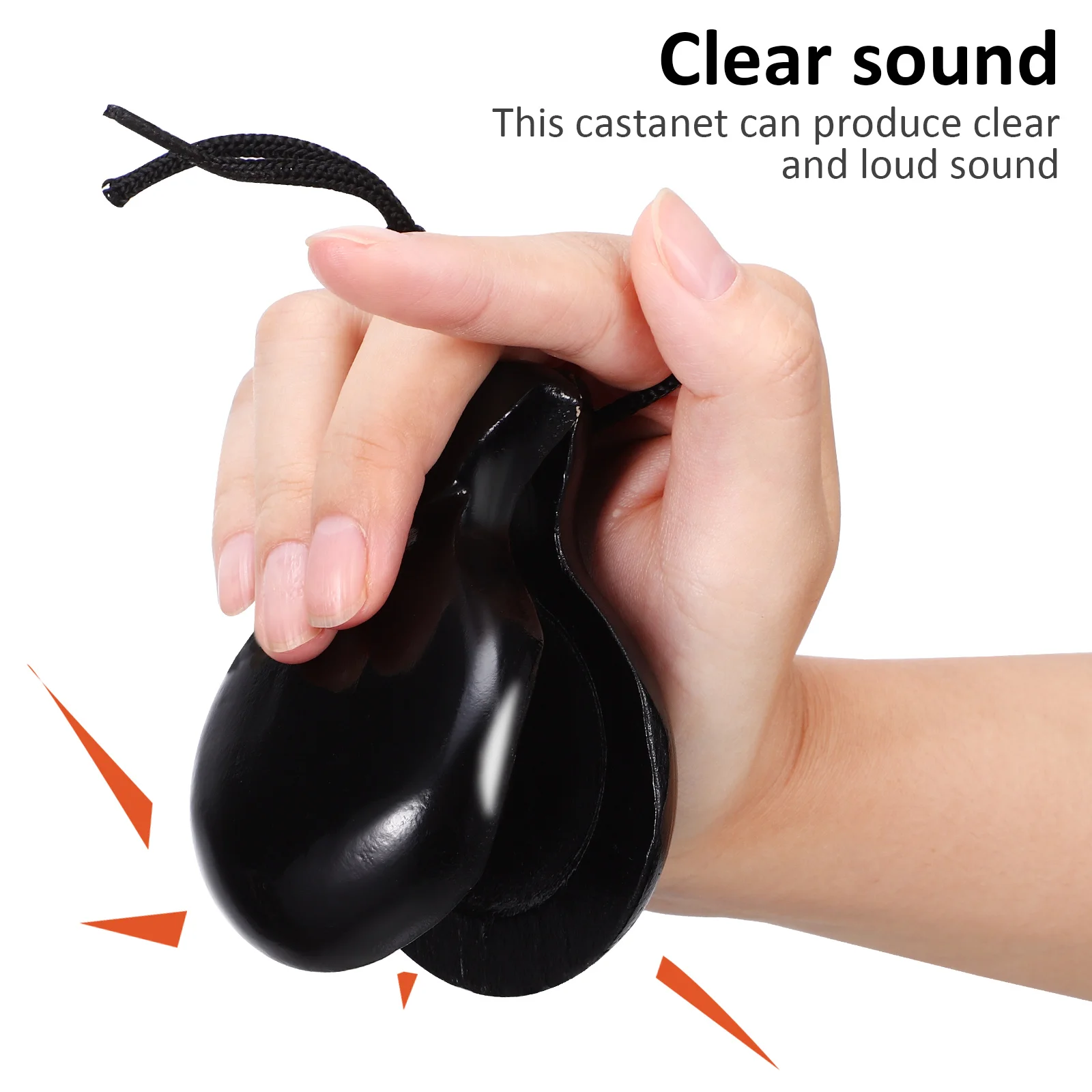 Flamenco Wooden Spanish Castanets Black for Adults Percussion Toddler Hand Finger