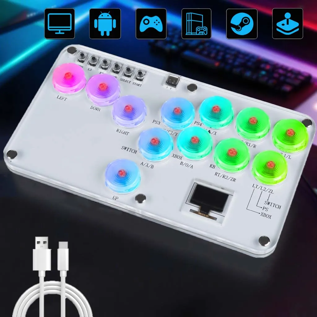 

Hitbox Keyboard Arcade Fightstick Controller Custom 12Keys Arcade Hitbox Keyboard For PS4/PS5/Switch/XBox/Steam RGB Keyboard