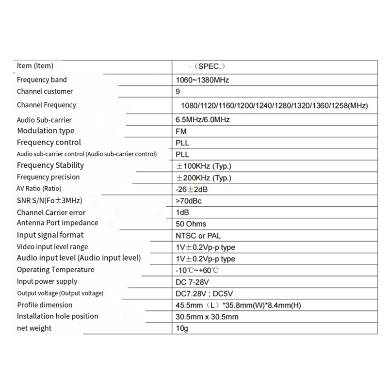 Peças sobresselentes do transmissor para RC modela o zangão, impulsionador do quadrilátero, RX FPV combinado, FPV, 1.2G, 0.1MW, 25MW, 200MW, 800MW, 9CH (a)