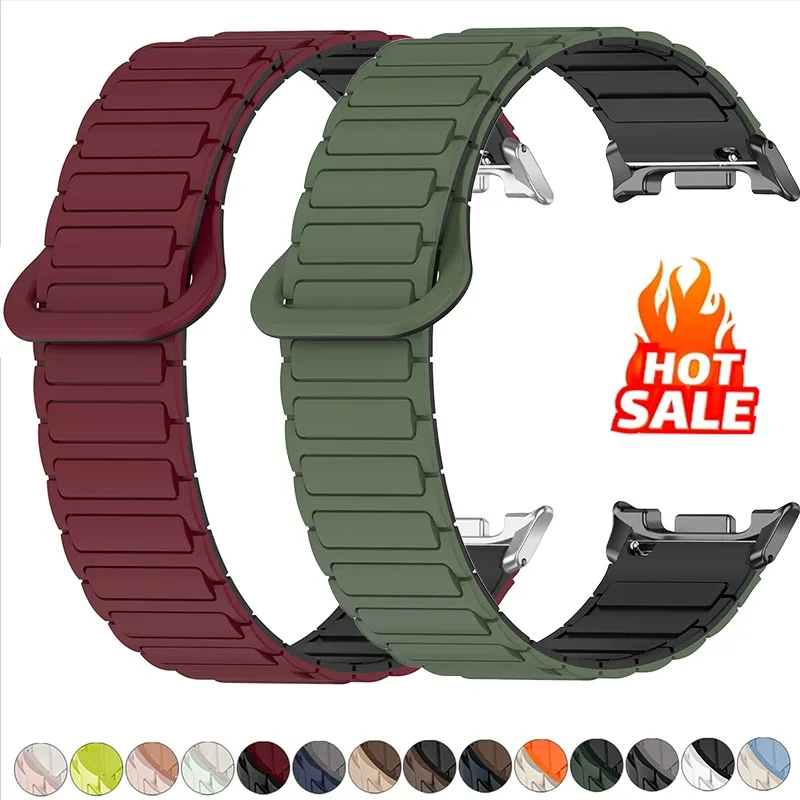 Two Color Magnetic Strap for Samsung Galaxy Watch 8/8 Classic Silicone Band for Galaxy Ultra 2025 47MM Waterproof Watch Bracelet