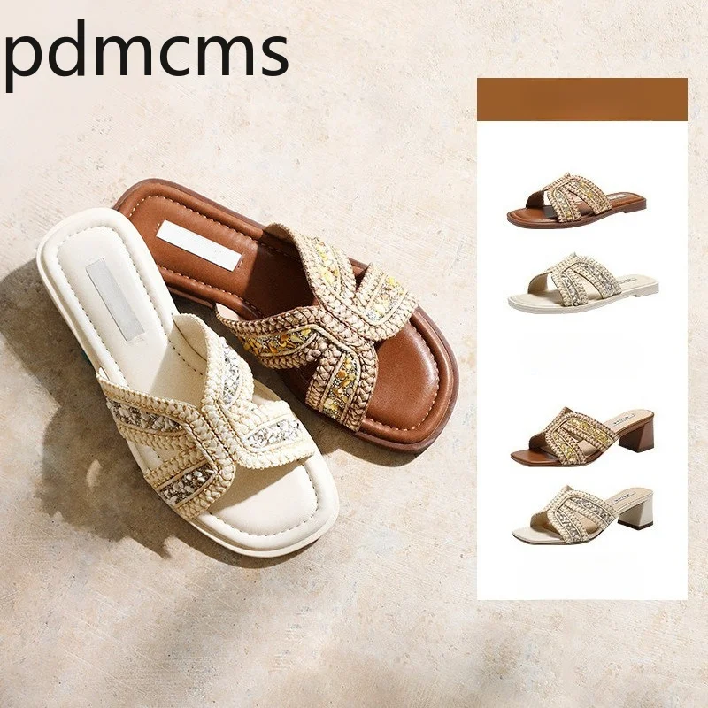 Luxury Women Slippers Vacation Beach Casual Shoes 2026 Summer Anti-slip Flat Sandals for Women Fashion Slippers Zapatos De Mujer