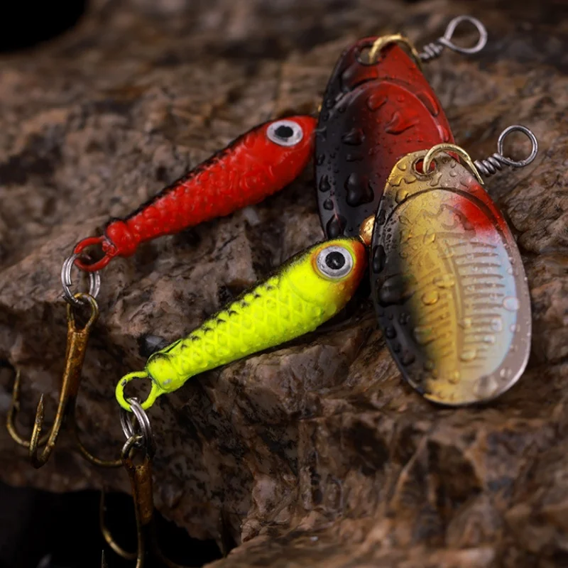 Artificial Hard Bait Rotating Metal Spinner Fishing Lure Bionic Rotating Sequin Fishing Baits for Bass Trout Pike Fishing Tackle