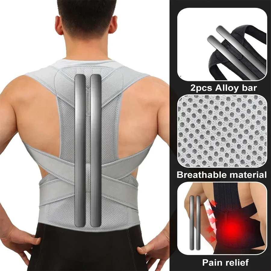 Back Brace Posture Corrector Belt for Women & Men Back Lumbar Support, Adjustable Shoulder Posture Support for Improve Scoliosis - view 3