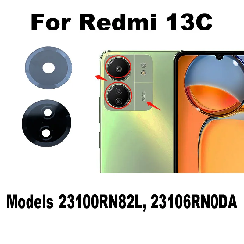 

For Xiaomi Redmi 13C Back Camera Lens Rear Glass With Glue Sticker Adhesive Replacment