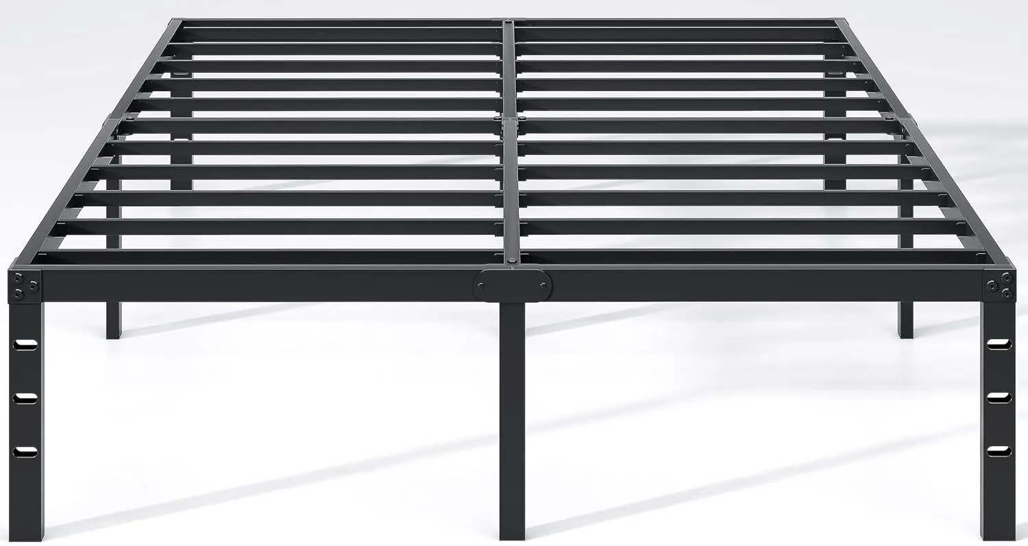 

Full Size Metal Bed Frame with Storage Space, Heavy Duty Sturdy Mattress Foundation, No Box Spring Needed, Easy Assembly, Black