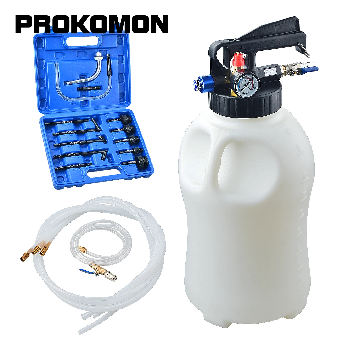 10L Pneumatic Transmission Oil Filling Tool Dispenser Gearbox Fluid Extractor Kit Oil Refilling Pump with 13pcs ATF Adaptor