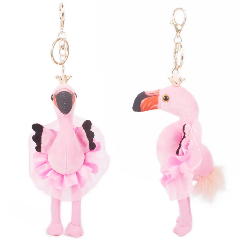 New Simulation Flamingo Plush Stuffed Keychain Pendant Cartoon Cute Flamingo Plush Doll Backpack Decoration Pendant Gifts