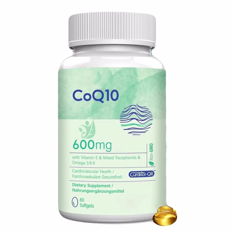 Coq10 600 mg 60 cápsulas, suplemento de coenzima Q10 Pantenol, vitamina E y 3 6 9 | | Fortes propiedades antioxidantes