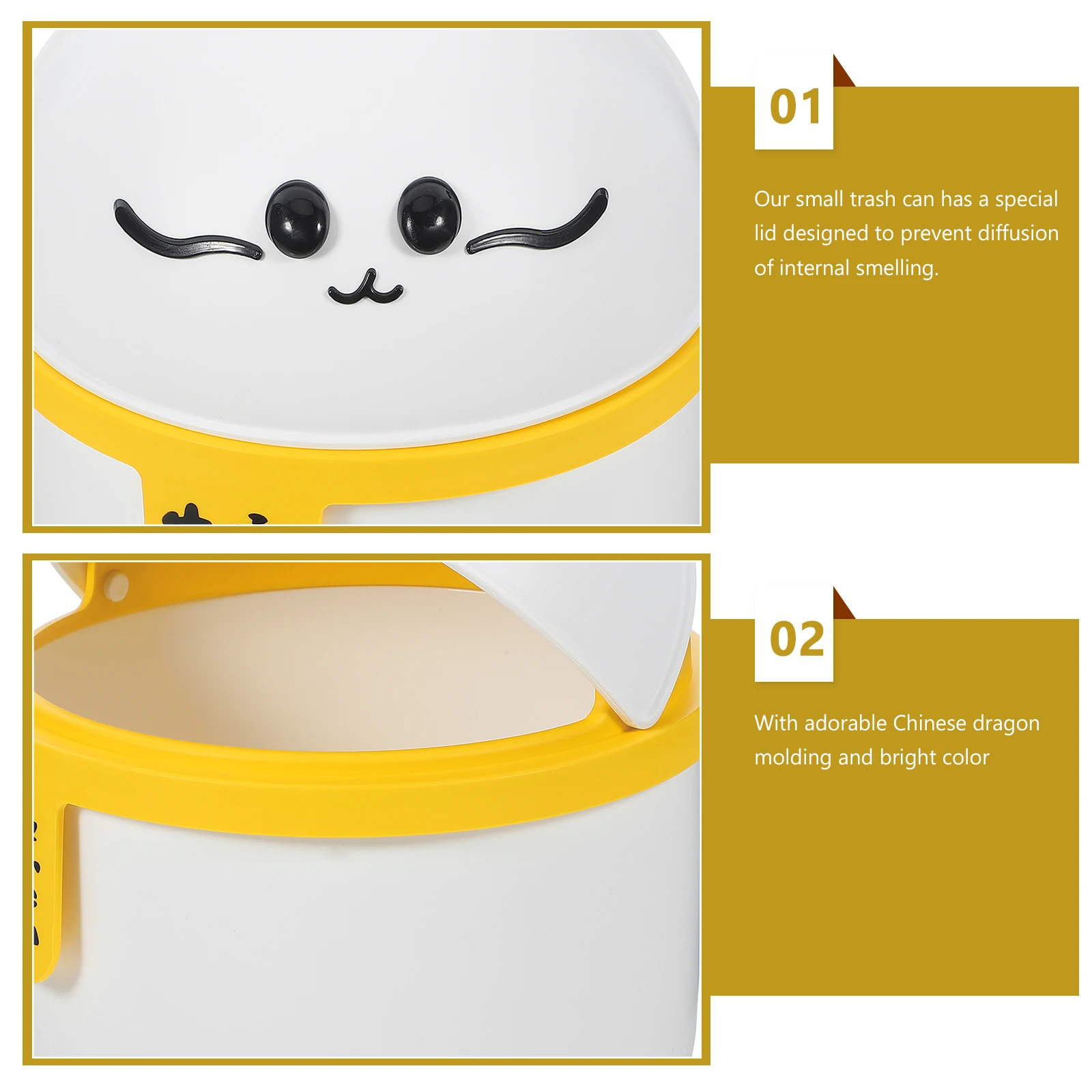

Small Garbage Can Desktop Trash Plastic for Dorm with Cover Lid Tabletop Office