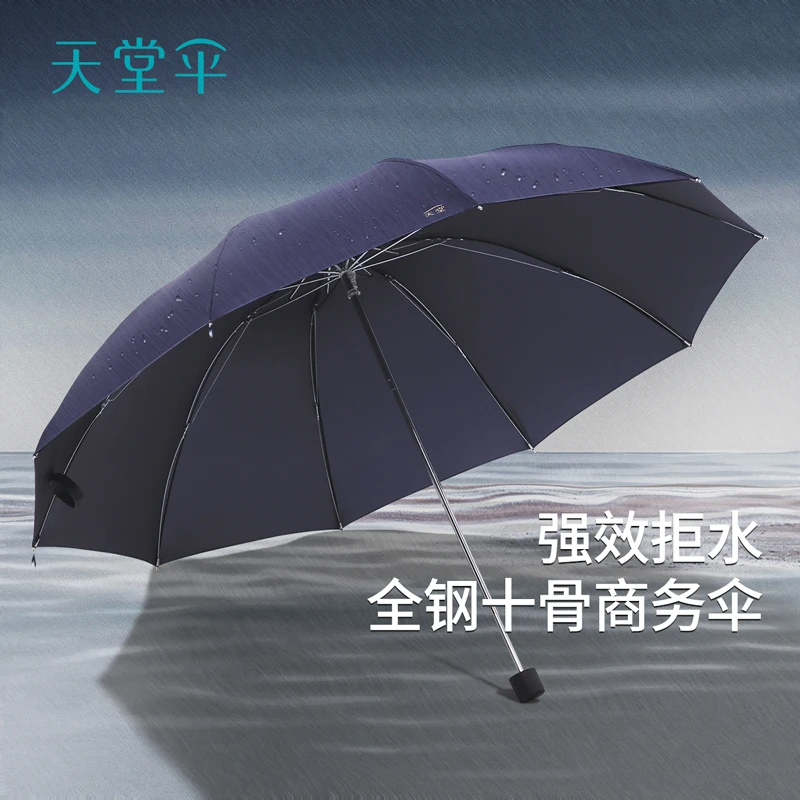 Manual Umbrella Double Ten Bone Large Umbrella Folding Increase Reinforcement Sunny Umbrella Men's Business Uv Umbrellas