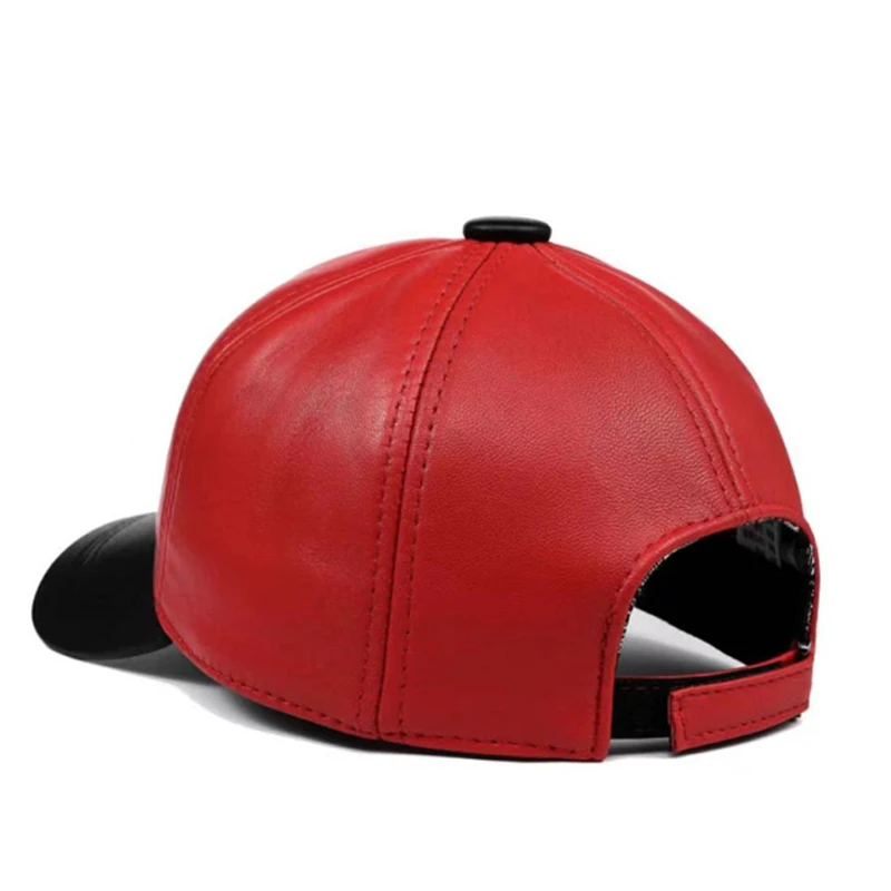 Red Baseball Hat For Men Women Genuine Leather Outdoor Sunshade Embroidered Numeric Letter Dad Caps Fashion Gorros Para Hombres