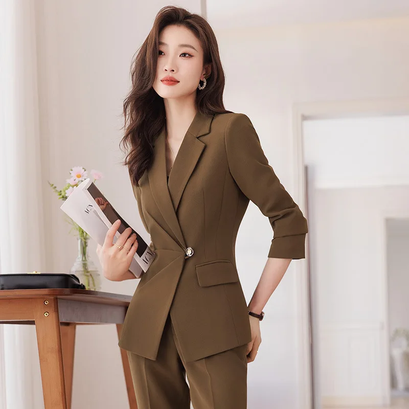 White Suit Jacket for Women Spring and Autumn Business Wear Dignified Goddess Fan High-End Workplace Fashion High-Grade Suit