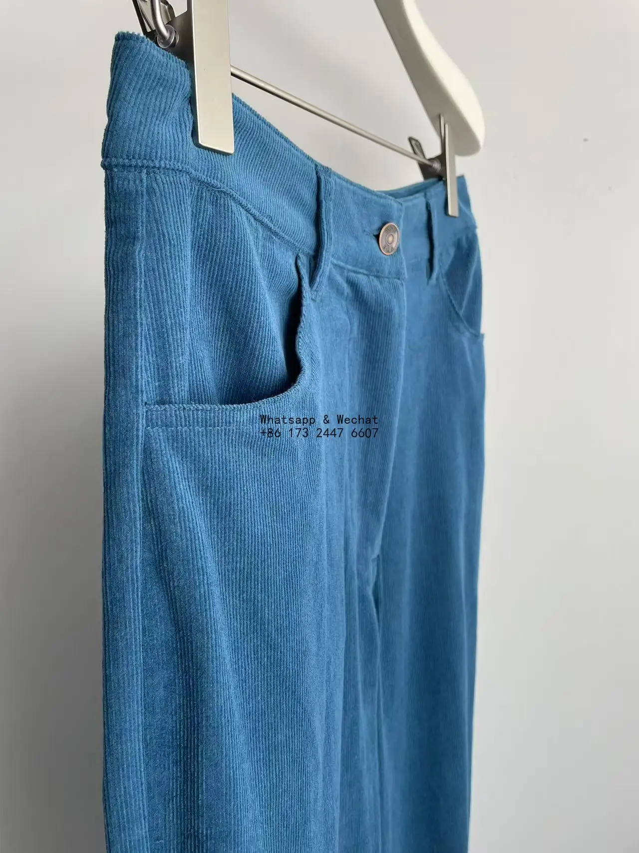 The*R0w Women Trouser Pants Wide Leg Blue Cotton Corduroy  plus size  clothes  Pockets