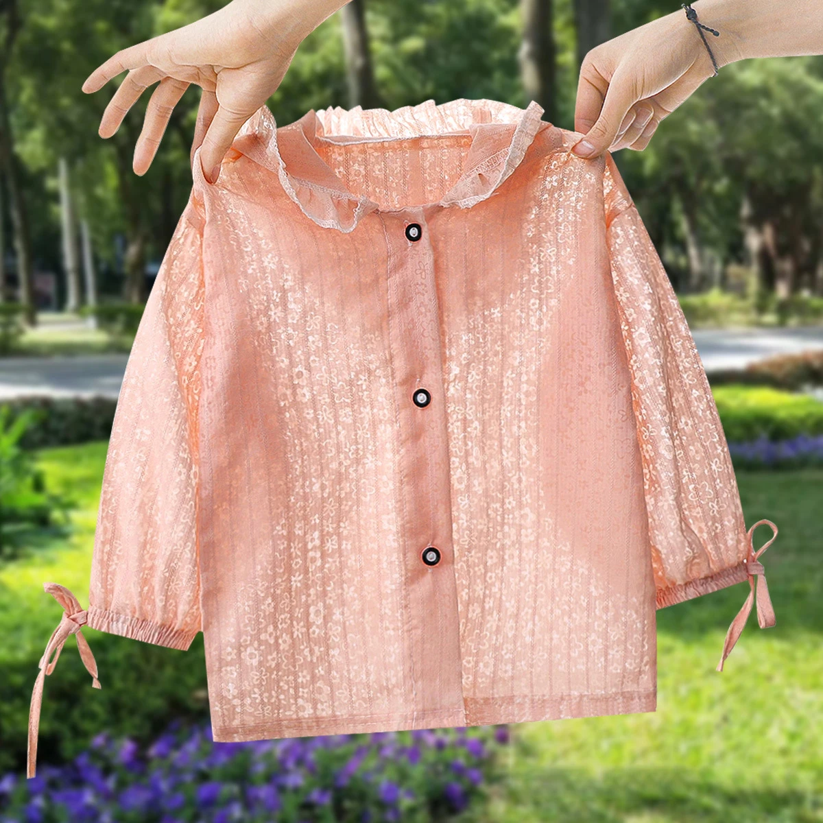 Baby Mädchen Sonnenschutzjacke 2026 Sommer Neu Kinder Leichte Jacquard Kapuzen-Sonnenschutzmäntel Kinder Klimaanlagen-Shirt – Detail 6