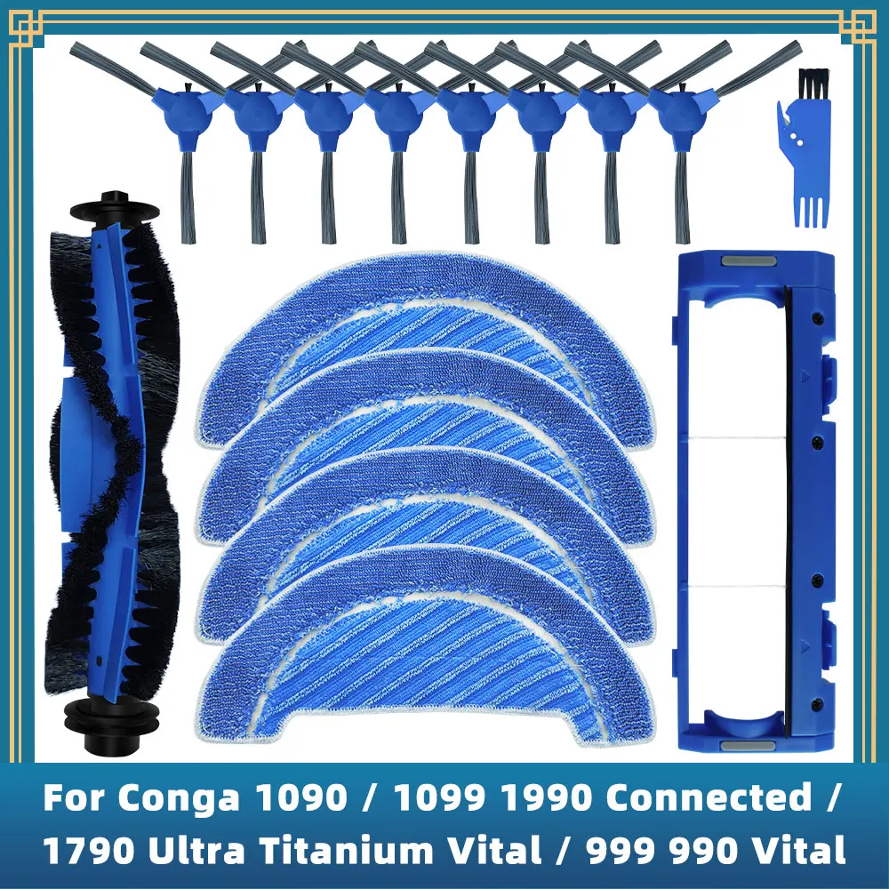 For Cecotec Conga 1090 / 1099 1990 Connected / 1790 Ultra Titanium / 999 990 Vital Spare Parts Main Side Brush Mop Rag Cover