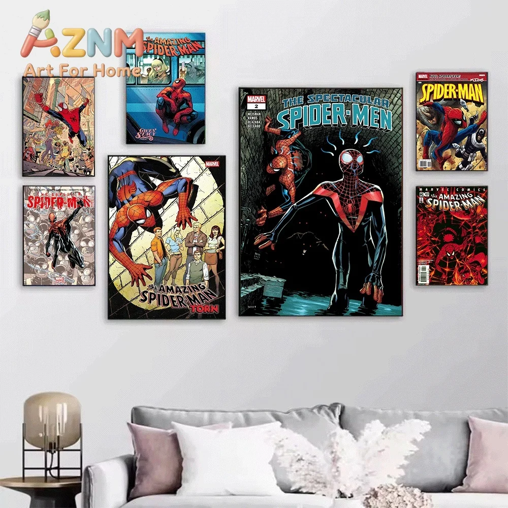 Marvel Spider Man Vs Venom City Street Clash Comic Canvas Wall Art Unframed Canvas Poster Print for Boys Bedroom Game Room Apa
