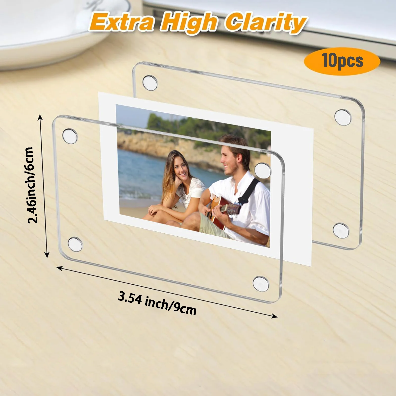 10er-Pack Acryl-Kühlschrank-Magnetrahmen für 2,46x3,54 Zoll Mini-Bilderrahmen, doppelseitiger Foto-Kühlschrank-Magnet-Bilderrahmen – Detail 2