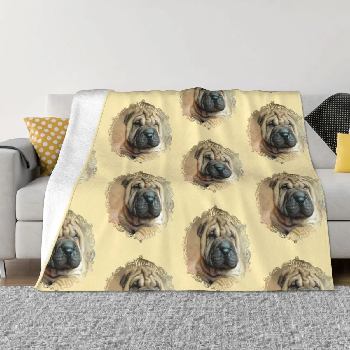 

Shar Pei Puppy Throw Blanket Decoratives Luxury Thicken fluffy Comforter Blankets