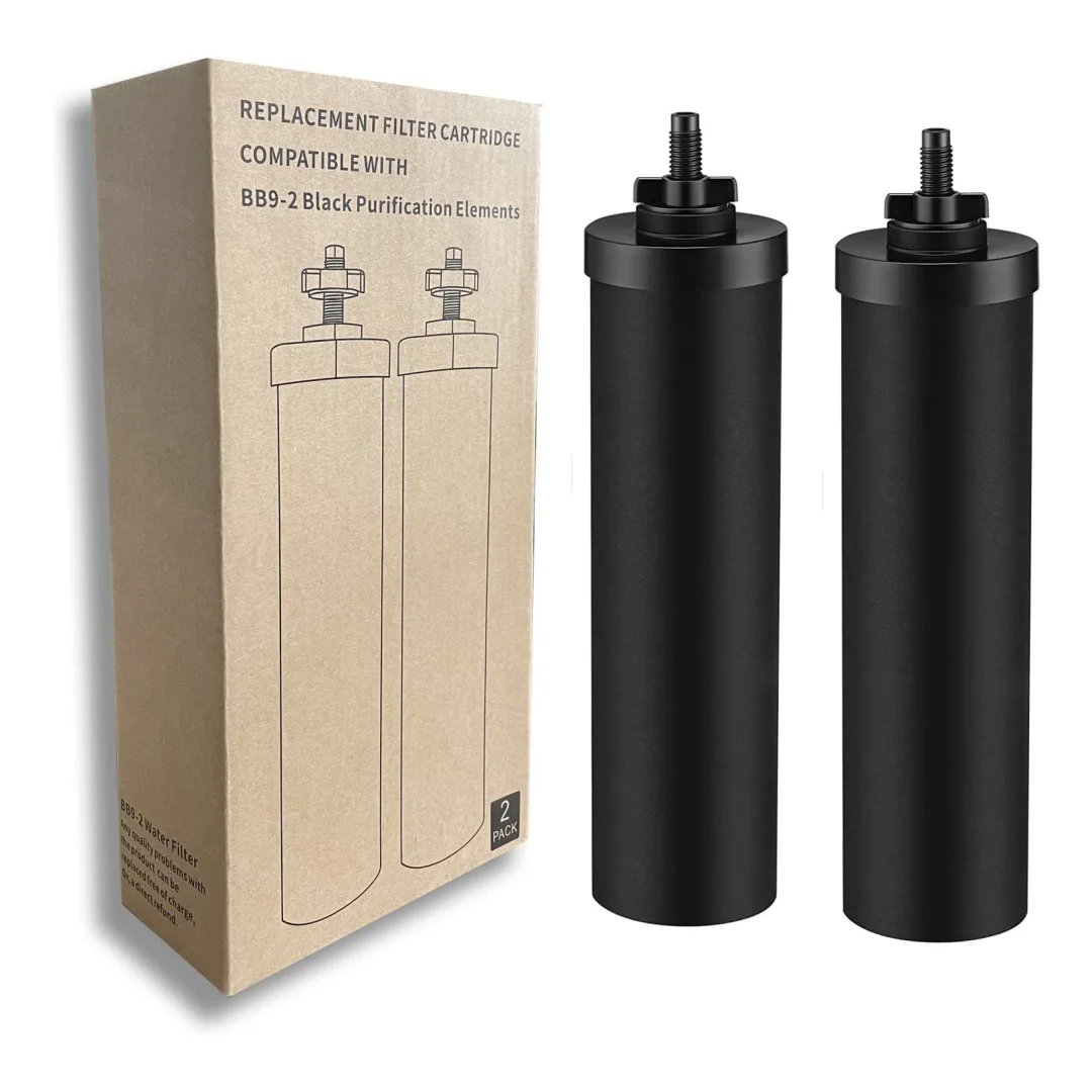 Filtro de carbón activado BB9-2, Compatible con sistema de filtrado de agua por gravedad Berkey negro