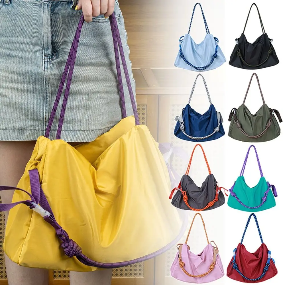 Nylon Canvas Shoulder Bag Soft Zipper Close Crossbody Bag Wear-resistant Large Capapcity Tote Bag Travel Fitness Vacation