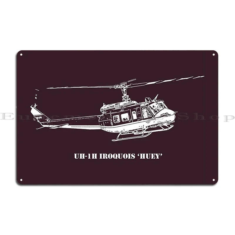 Uh 1h Huey Helicopter Metal Plaque Poster Funny Create Wall Decor Printed Club Tin Sign Poster