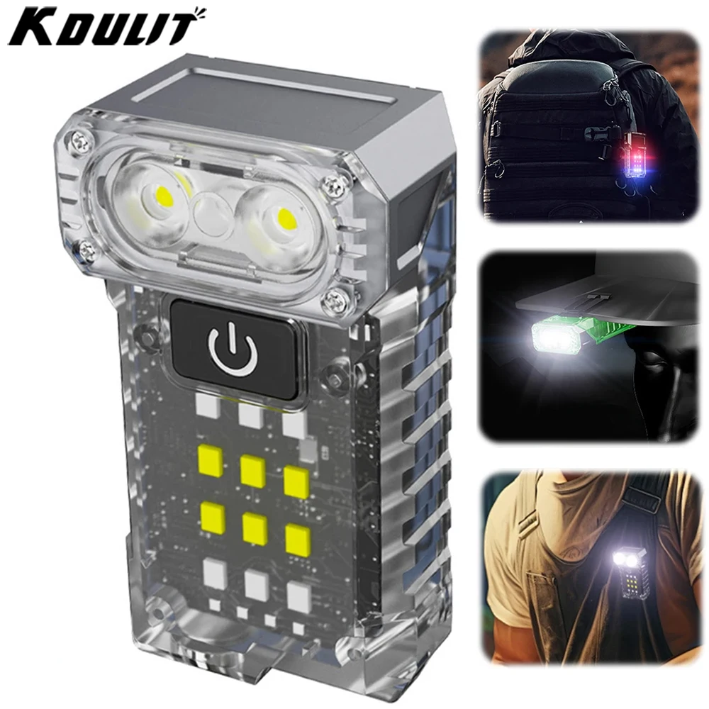 KDULIT LED Rotatable Keychain Flashlight USB Rechargeable Portable Work Light 1200mAh Powerful Torch for Camping Fishing Walking