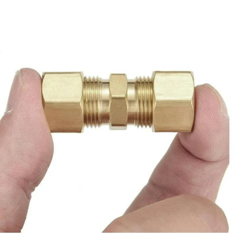 Messing-Kupferrohr-Verbinder, gerader Stoßverbinder, Kompressionsverbindung, 4-28 mm, Doppelhülsen-Stoßverbindung für Bremsleitungen und Sanitärinstallationen – Detail 2