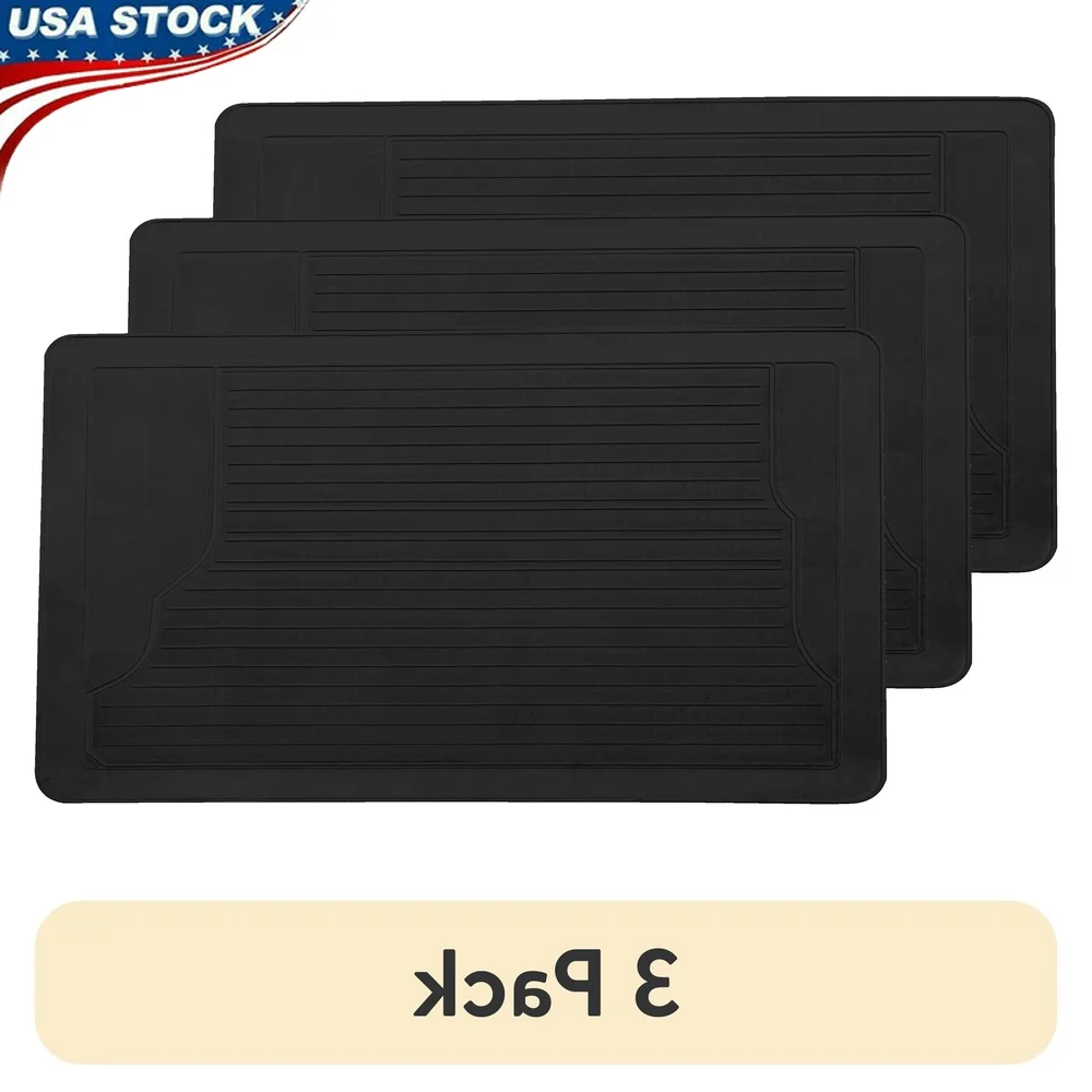 

3 Pack Universal Fit Car Floor Mat Waterproof Cargo Utility Non-Slip Easy Trim Heavy Duty Heavy Nib Backing Vehicles