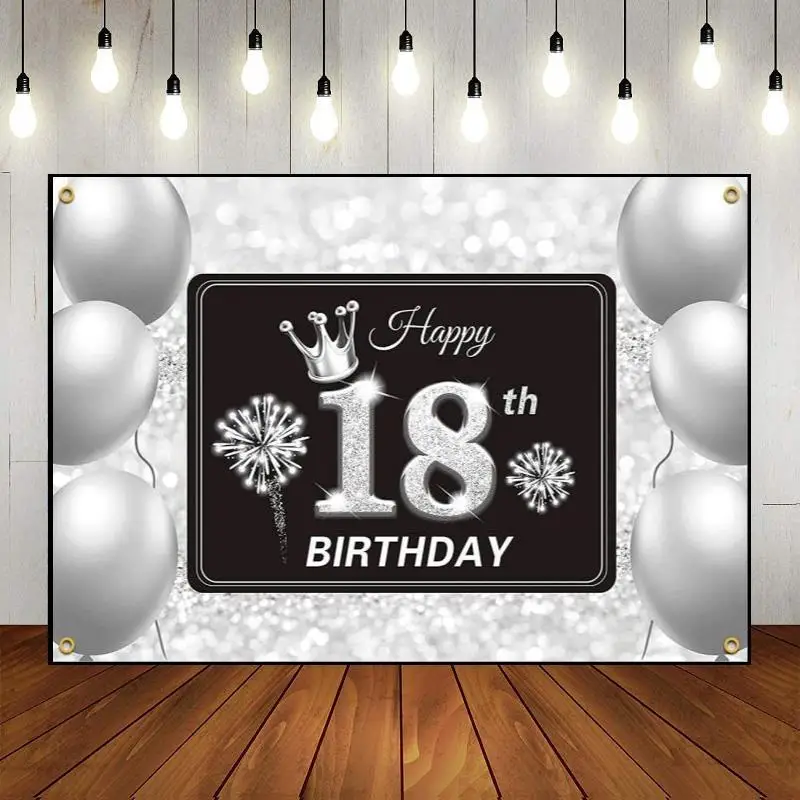 Custom 18 Years Boy Girl Photography Backdrop Photo Balloon Banner The Breath of Youth Background Prince Princess Party Wall