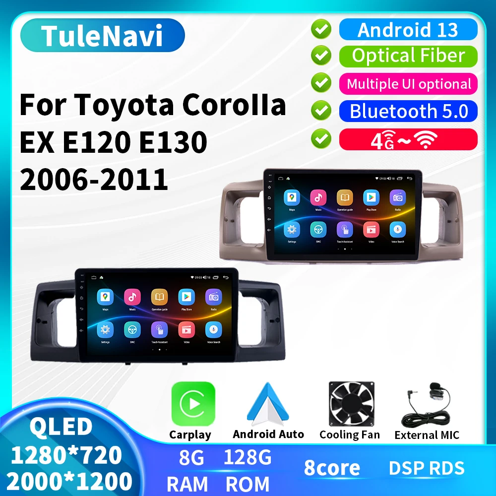 

For Toyota Corolla EX E120 2006 - 2011 Car GPS Navigation Radio Multimedia Video Audio Player Android 13