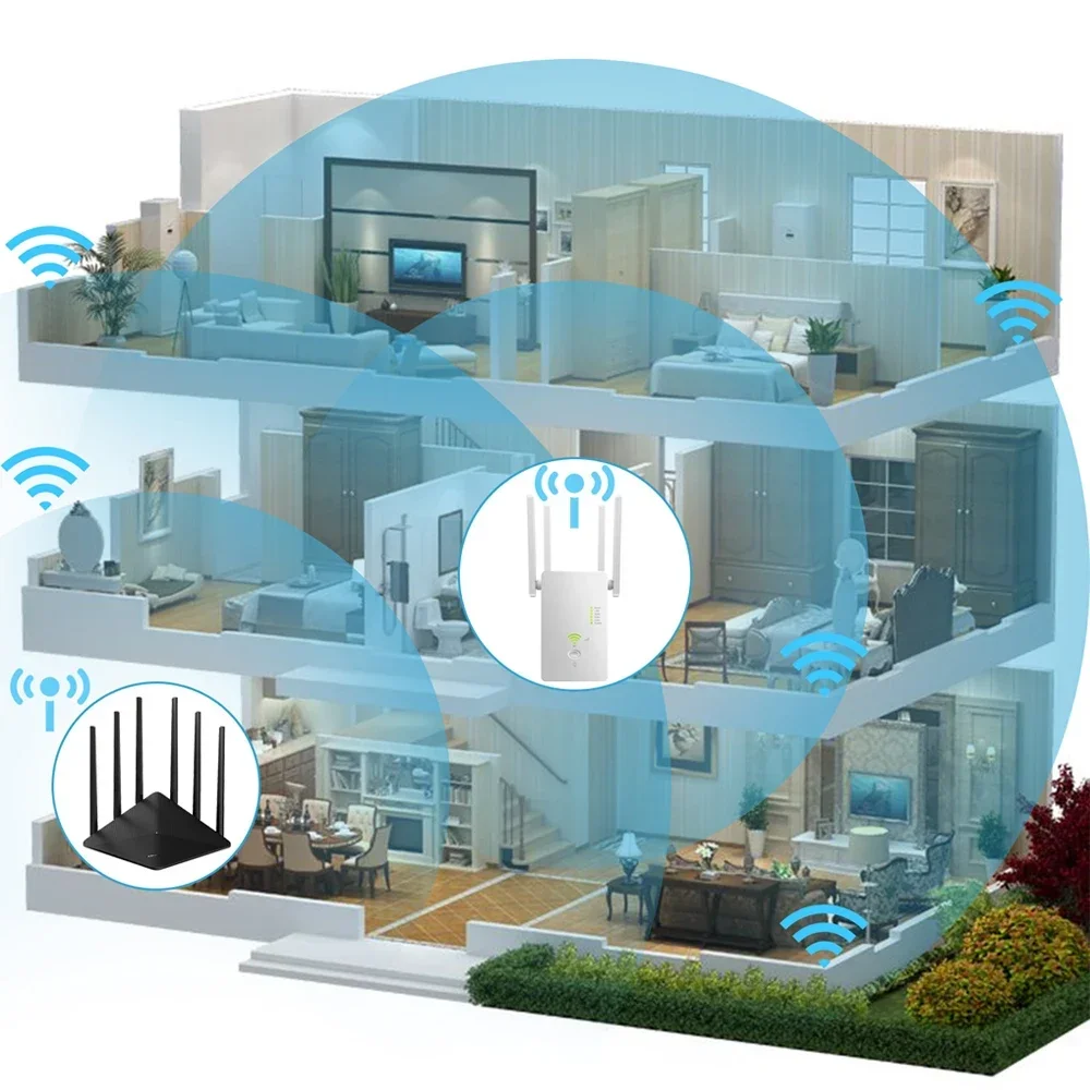 Extensor/enrutador/AP inalámbrico WiFi 5G AC1200, repetidor de doble banda, señal de refuerzo 802.11AC, punto de acceso Wi-Fi de largo alcance de 1200Mbps