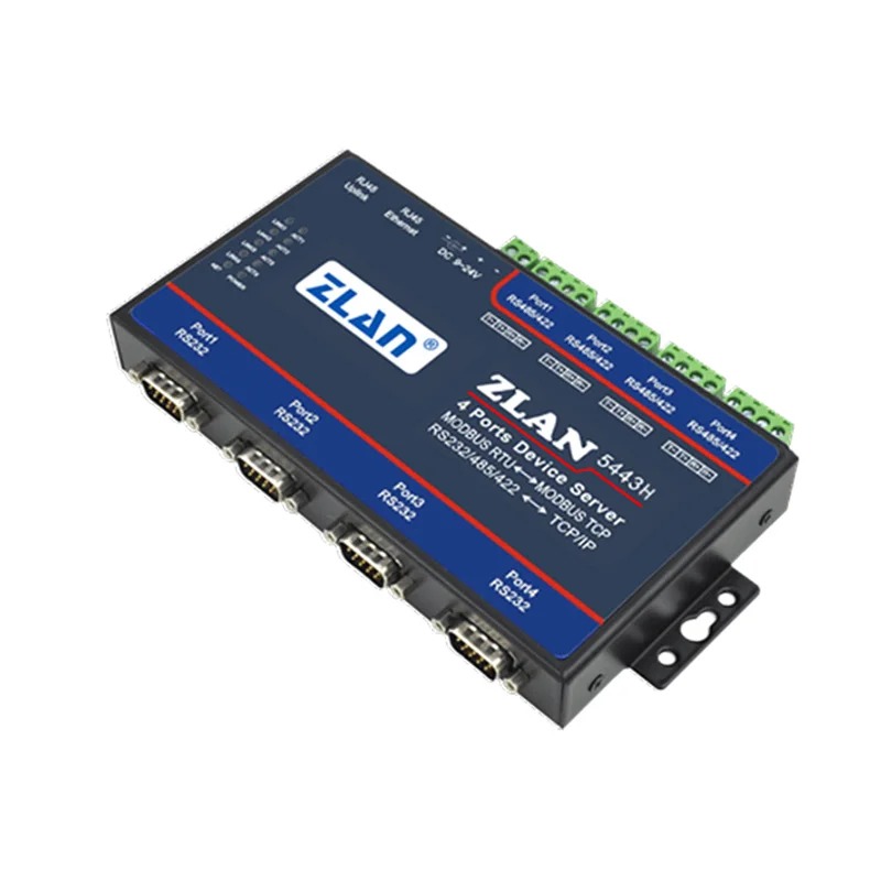 4 Port High Baud Rate RS232/485/422 To Ethernet Serial Server Industrial Gateway ZLAN5443H