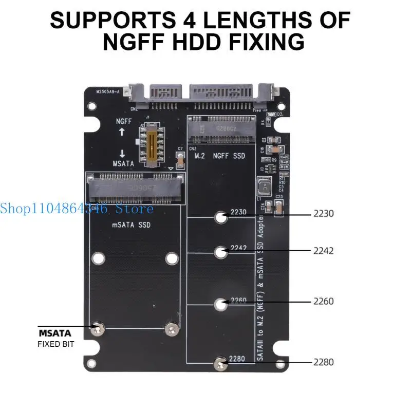 

5asd NGFF/MSATA to Sata3 Adapter Switchable For B & B/M Interfaces Disk