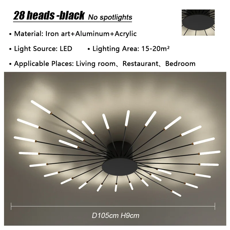 VIGOUS Modern Creative LED Ceiling Light Gold Black 5