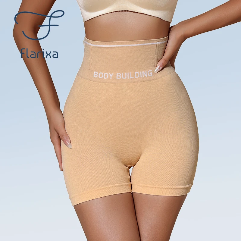 

Flarixa Seamless High-Waisted Boxer Briefs Hip-Lifting Body-Shaping Clothes Breathable Cotton Flat-Belly Women's Underwear