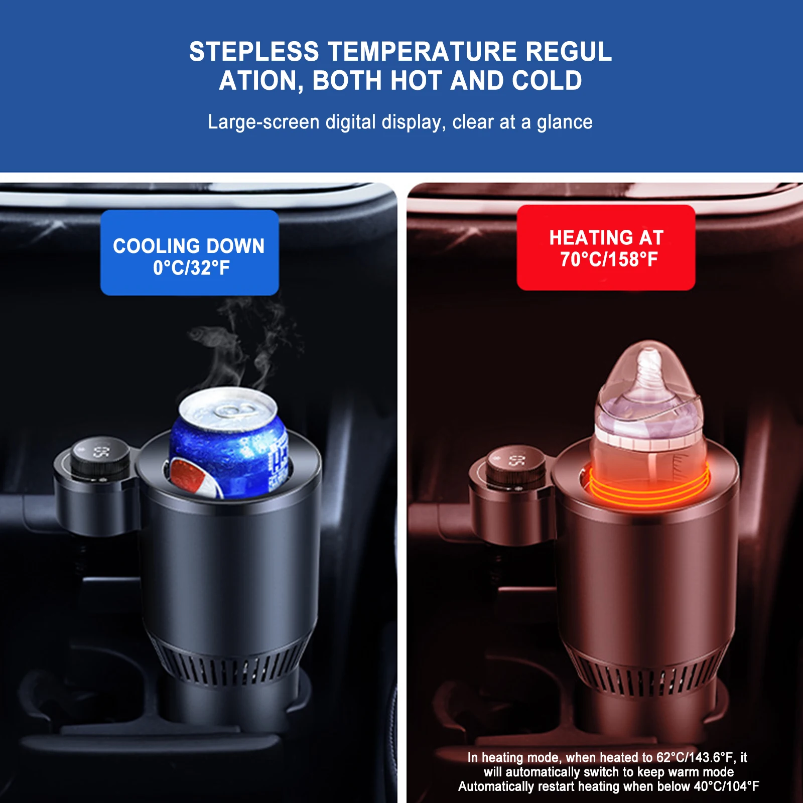 2 In 1 Car Heating Cooling Cup for Coffee Miik Drinks Electric Beverage Warmer Cooler for Travel Mini Car Refrigerator 12V