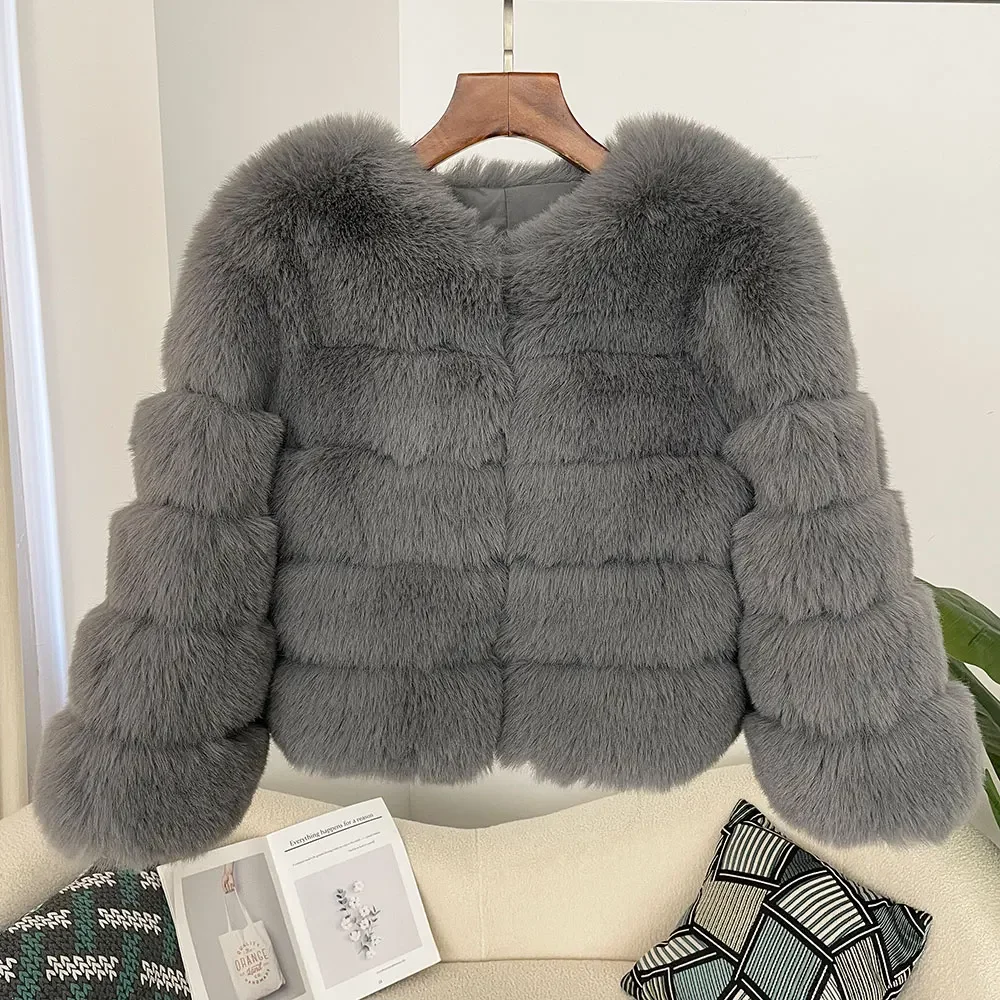 جديد معطف الفرو الصناعي سميكة الشتاء سترة الفراء وهمية الموضة الأمريكية أنيقة ملابس خارجية دافئة الشارع ارتداء سترة الفراء النساء الاصطناعي