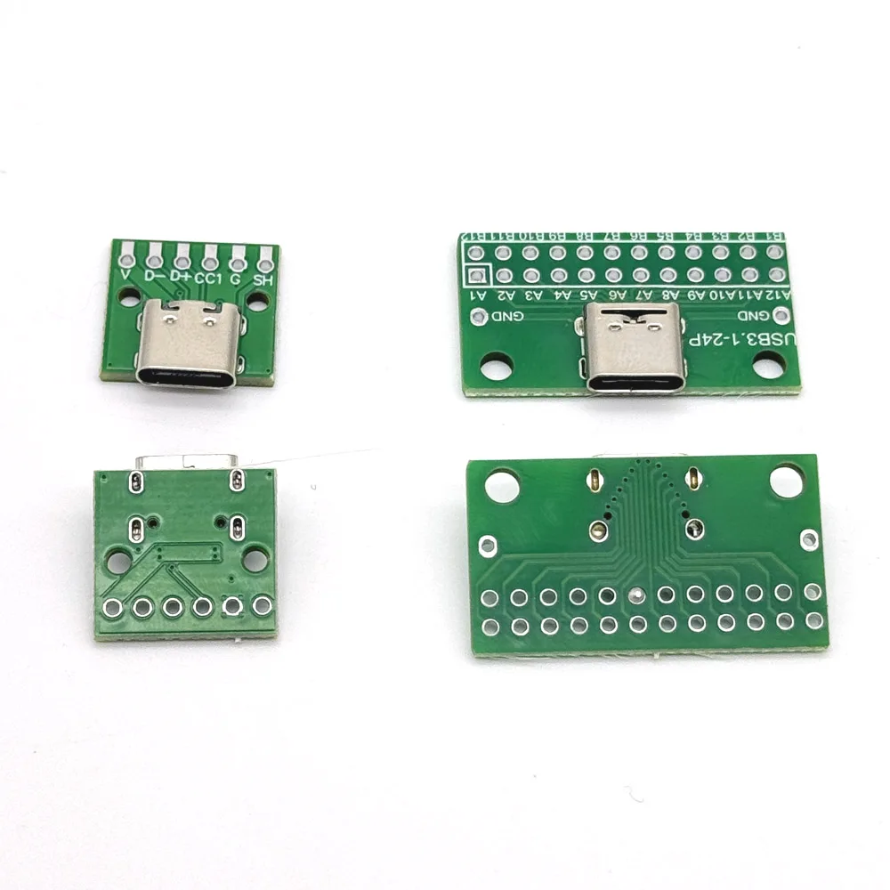 1/10szt Typ-C żeński USB 3.1 Test PCB Adapter płytki drukowanej Typ C 6Pin 24Pin 2.54mm Gniazdo złącza do przesyłania danych przez kabel linii danych — zdjęcie 6