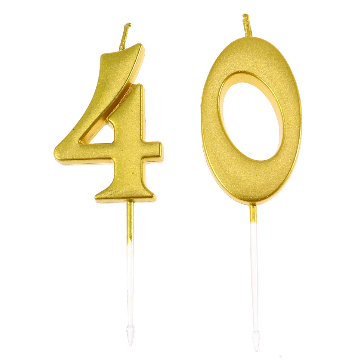 

2pcs 40 Birthday Number Decoration Bithday Cake Topper Candles Party Supplies (Number 4+0, Golden)