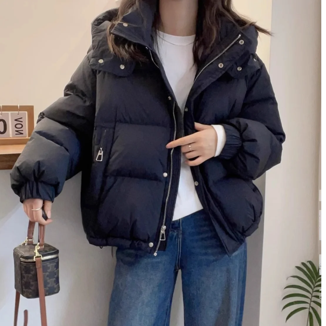 

Fashion Parkas Women's Jacket Korean 2025 New Autumn Winter Loose Hooded Thicken Warm Short Down Cotton Padded Coats Female Tops