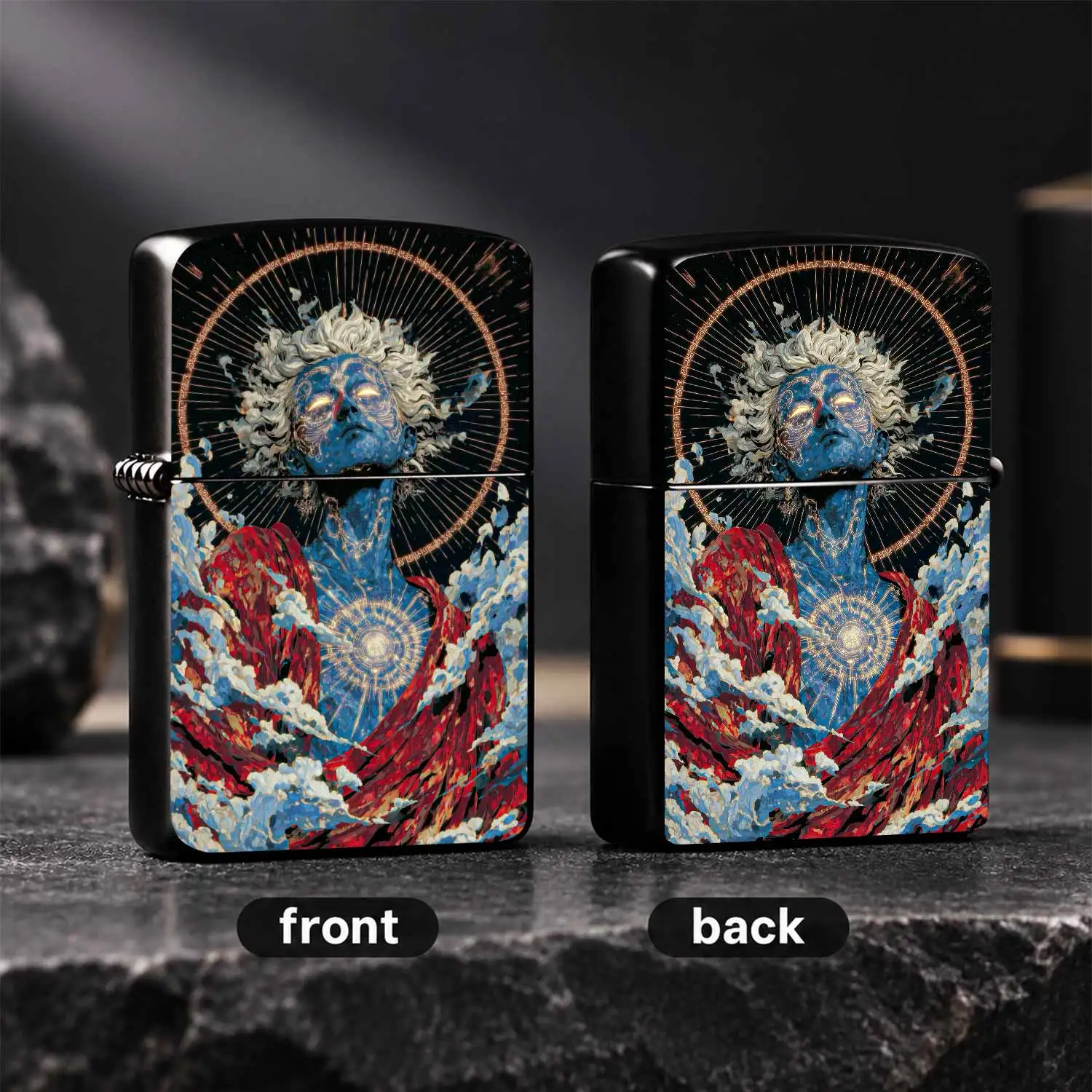 Mythic Cosmic Deity Art Lighter Creative Retro Sacred Figure Themed Portable Igniter Trendy Exquisite Daily Use Accessory For Outdoor Gathering Gifting Personal Multi-Scene Practical Stylish Gift A Humorous And Interesting Lighter