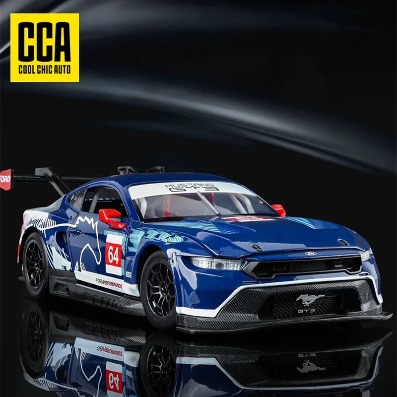 

1:24 Ford Mustang GT3 # 64, модель гоночного автомобиля из сплава, литая под давлением металлическая игрушка, спортивный автомобиль для мышц, модель автомобиля, звуковой свет, подарки для детей