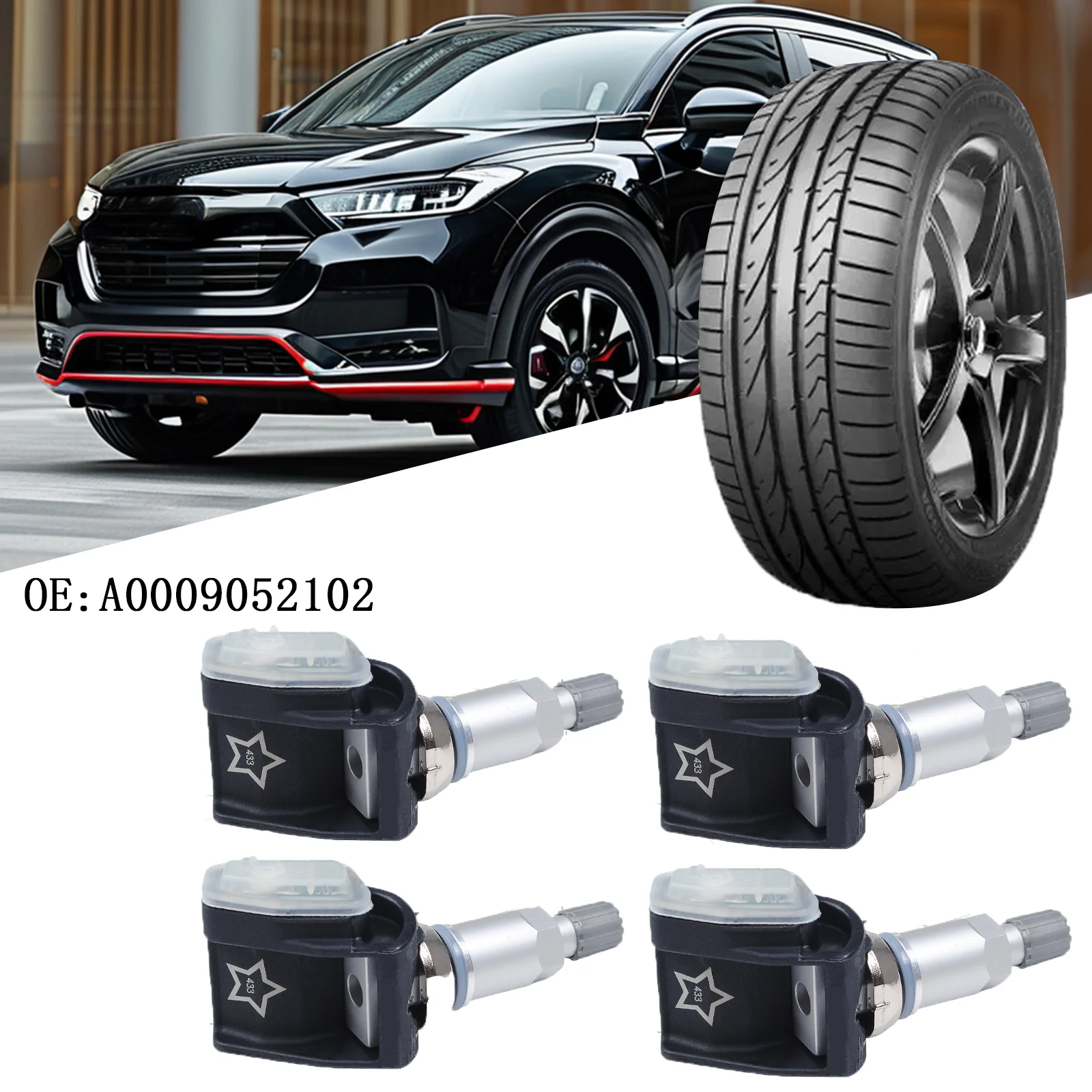 

Tire Pressure Monitoring System Sensor A0009052102 - Auto TPMS Tire Pressure Sensors, Suitable for Mercedes Benz Cars - 4PCS