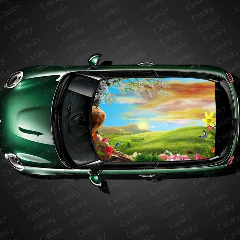 Nature Art Scenery Car Roof Sticker Decoration Film SUV Decal Hood Vinyl Decal Graphic Wrap Vehicle Protect Accessories Gift