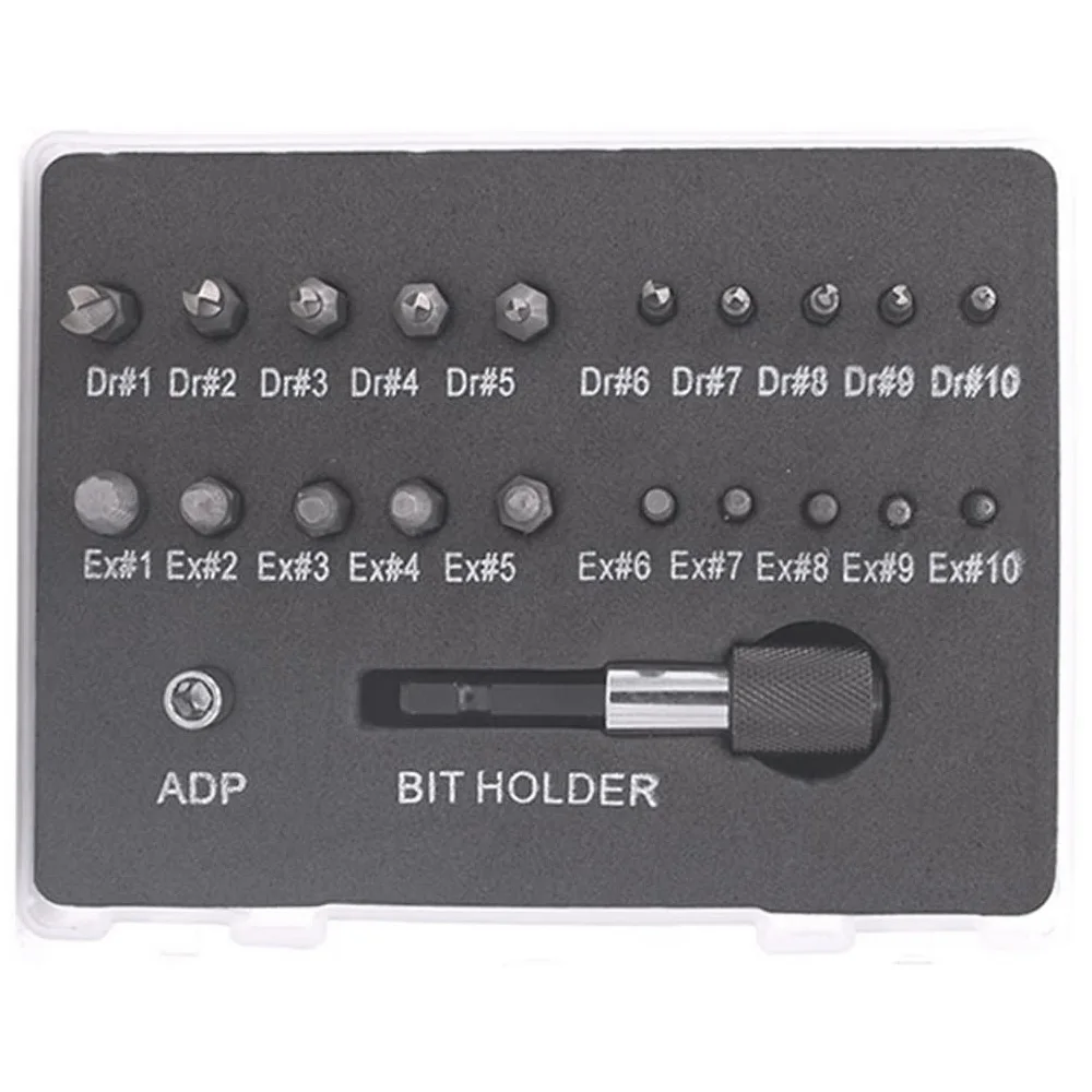 Imagem -02 - Danificado Stripped Screw Extractor Kit Removedor Desmontar Parafuso Quebrado com Extensão Magnética Bit Holder e Soquete Adaptador