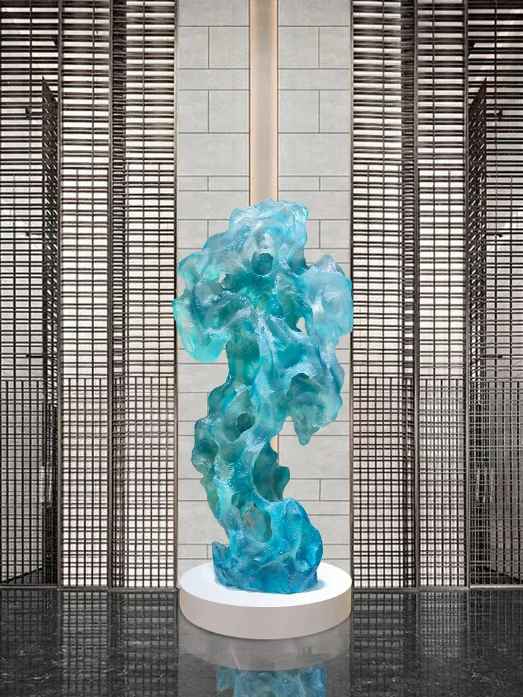 Modern simple transparent resin water sculpture hotel lobby art decoration creative water drop ornaments