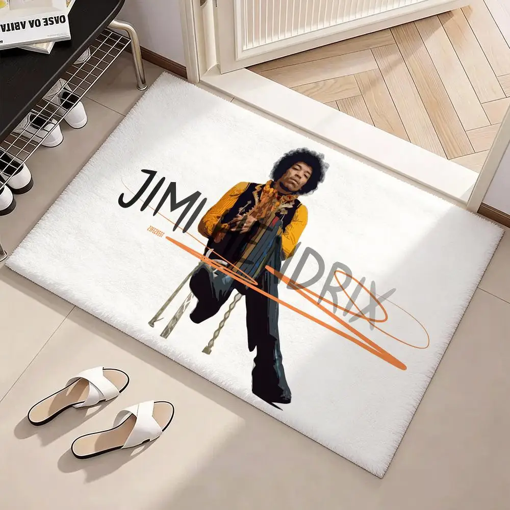 Singer J-Jimi Hendrix Floor Mat Soft Flannel Non-Slip Door Mat - Thickened Rug for Living Room Home Decor
