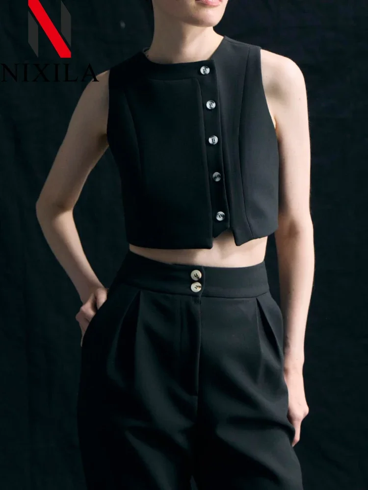 New in Spring Summer Elegant Women's Sets Korean Fashion Sleeveless Vest Sets for Women 2 Pieces Retro Office Clothing Pant Sets